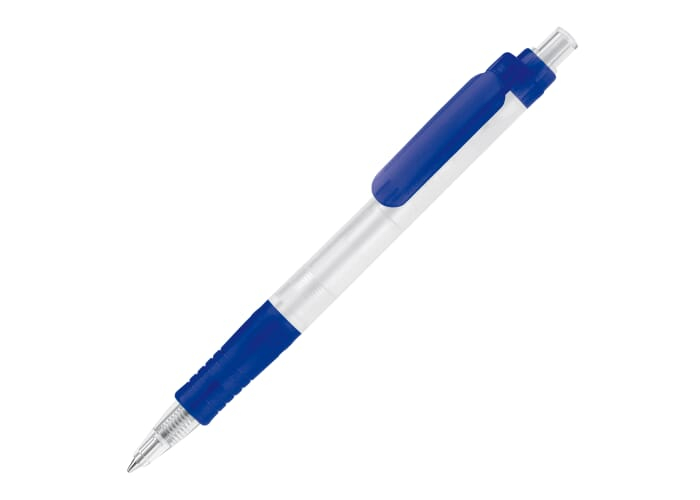 Stylo bille publicitaire biodégradable - Vegetal Pen Clear Ecru / Bleu foncé